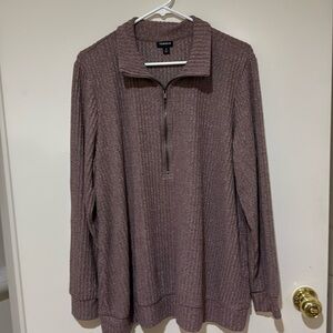 Torrid Super Soft Plush rib quarter zip tunic sweater Taupe size2